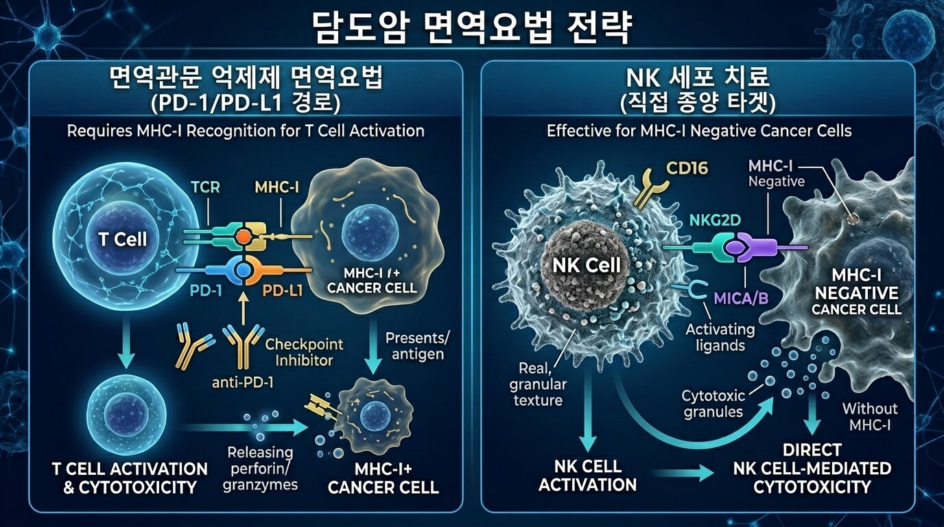 담도암 면역항암제 vs NK세포치료 차이 MHC-I