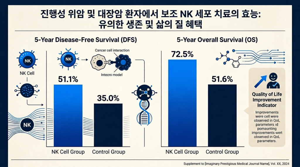 암 대장암 NK세포치료 5년 생존율 비교
