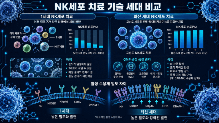 NK세포치료 1세대 2세대 3세대 현재 기술력 세대 차이