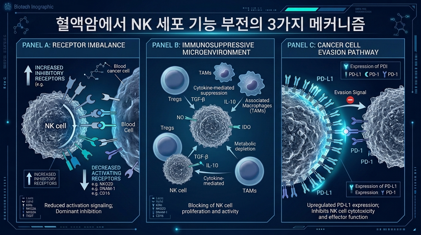 혈액암 NK세포 기능 결함 3가지 메커니즘
